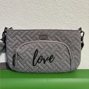LUG Flyer Convertible Crossbody Bag Love Grey Purse Belted Fanny Pack Handbag